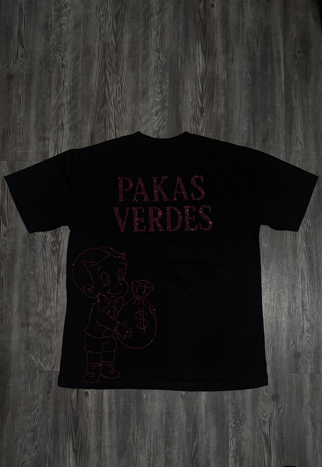 PINK RHINESTONE PAKAS VERDES  T-SHIRT PAKAS VERDES