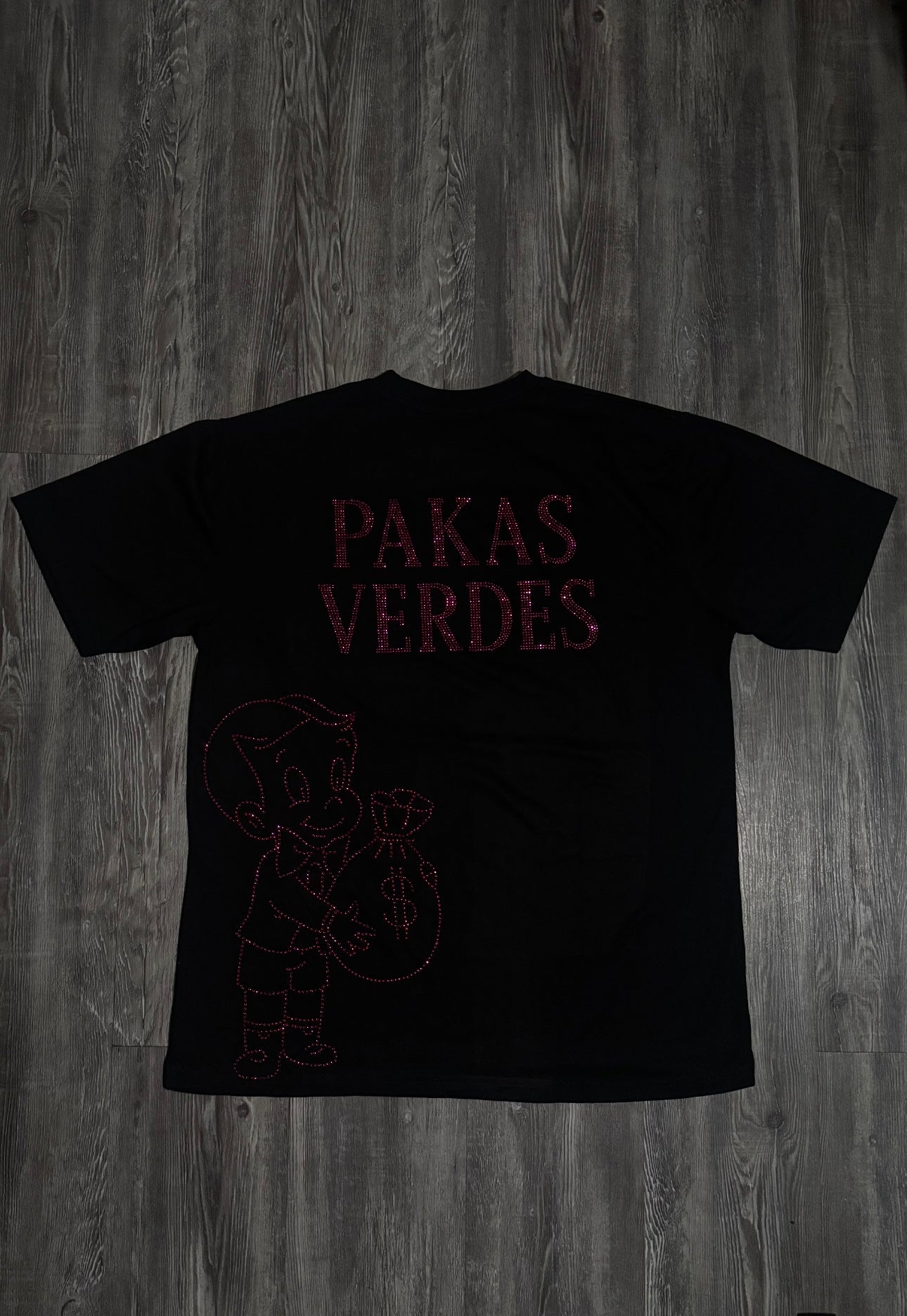 PINK RHINESTONE PAKAS VERDES  T-SHIRT PAKAS VERDES